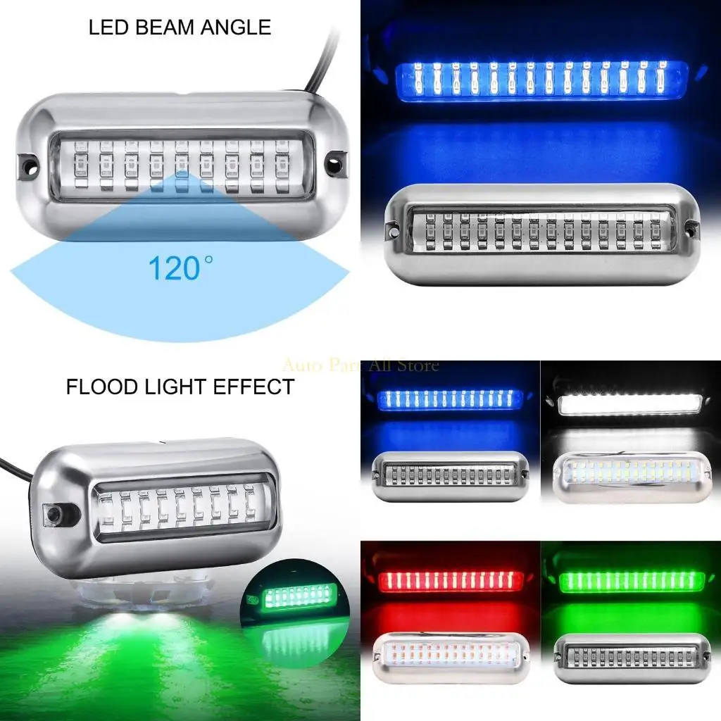 J0MA Boat Navigation Light 80W 42 LED Underwater Pontoon Marine Boat Transom Light IP68 Waterproof LED Ship Beam Light
