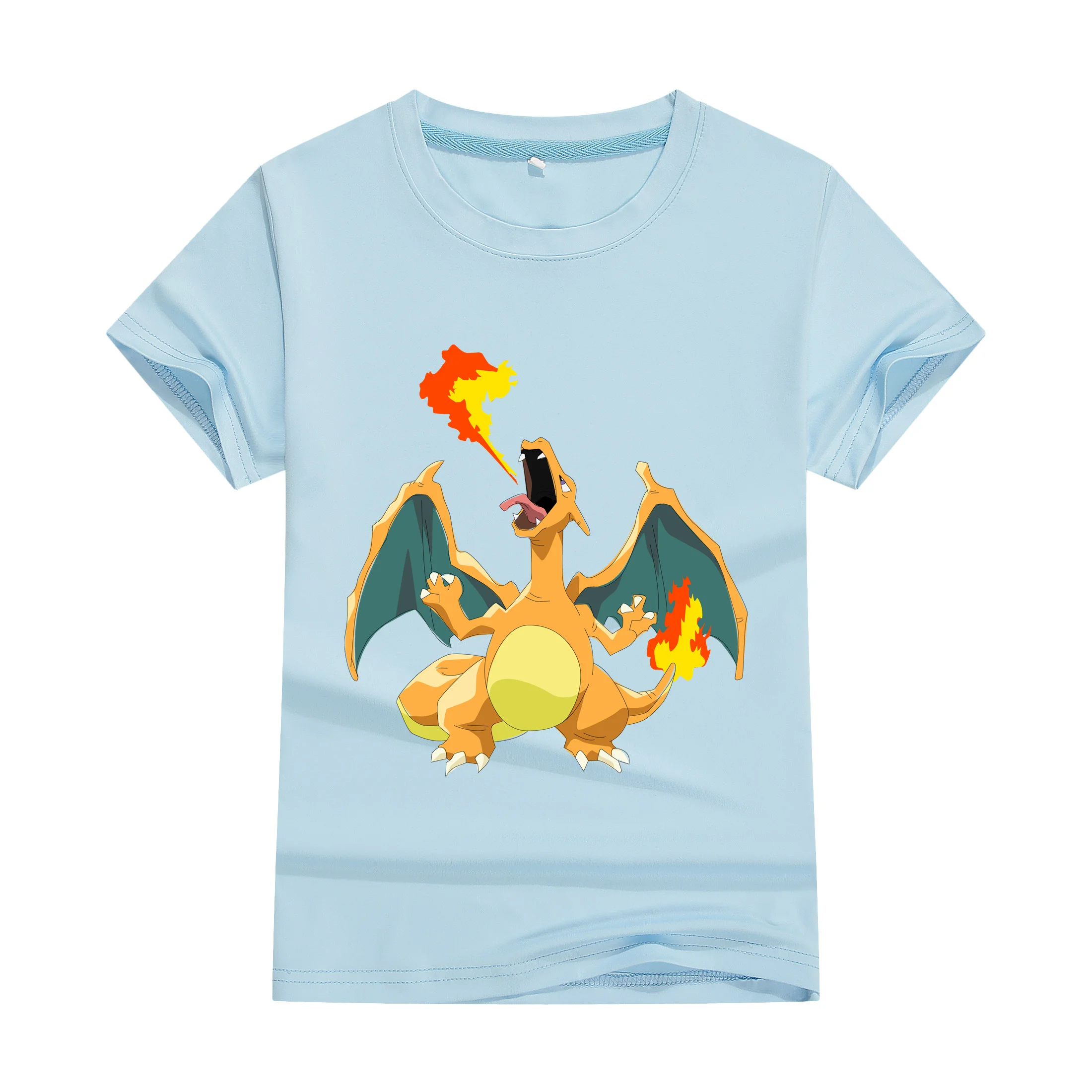 Pokemon Charizard Camiseta Infantil, Meninos e Meninas Top de Manga Curta, Moda Feliz, Casual Wear, Novo, 3T-14T