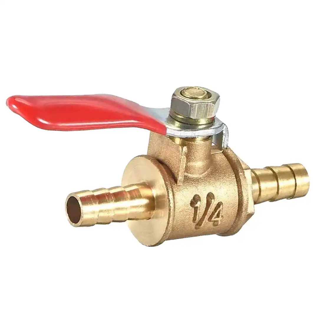4pcs 8mm Universal Motorcycle Hose Brass Barbed Inline Shut Off Ball Valve Water Air Gas Fuel Tap High Quality image 6