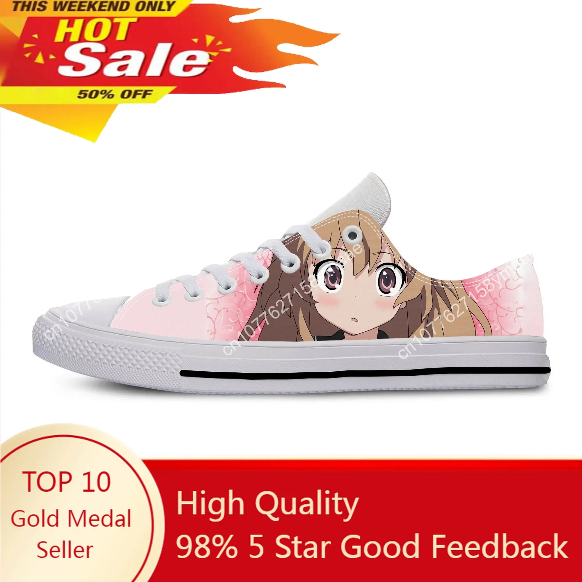 Japanese Anime Manga Cartoon Toradora Aisaka Taiga Casual Cloth Shoes Low Top Breathable Lightweight 3D Print Men Women Sneakers