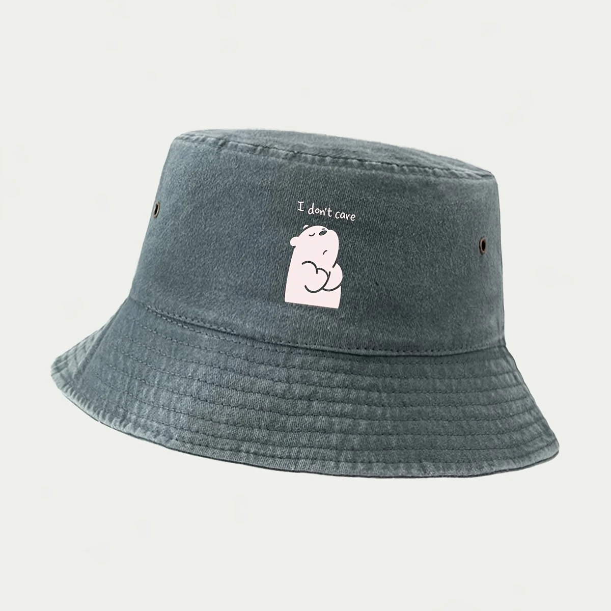 Fisherman'S Hat with I Don'T Cave Cute Bear Pattern, American Fresh Forest Casual Style Fishing Hat, Easy to Clean, Comfortable,