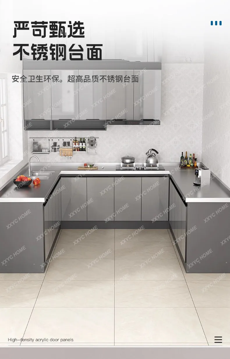 

YY Stainless steel cabinets, simple storage, stove cabinets, integrated household economical kitchen cupboards