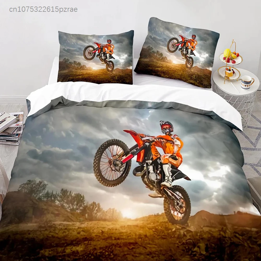 New Extreme Sport Off-road Stunt Motorcycle Bedding Set Single Twin Full Queen King Size Bed Set Aldult Bedroom Duvetcover 012