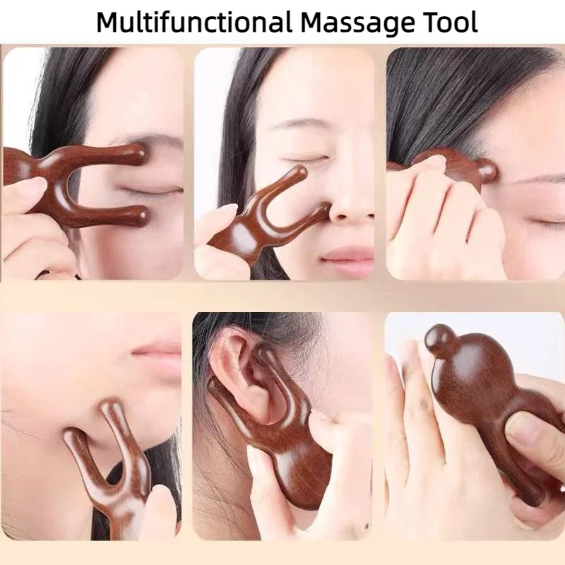 天然白檀多機能マッサージツール鼻目耳顔治療かっさ経絡経穴マッサージ疲労を軽減