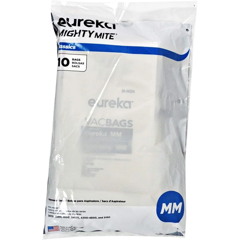 أكياس المكنسة الكهربائية المتوافقة مع خفيفة الوزن، 10 عبوات شديدة التحمل وعالية الكفاءة، يمكن التخلص منها باللون الأبيض