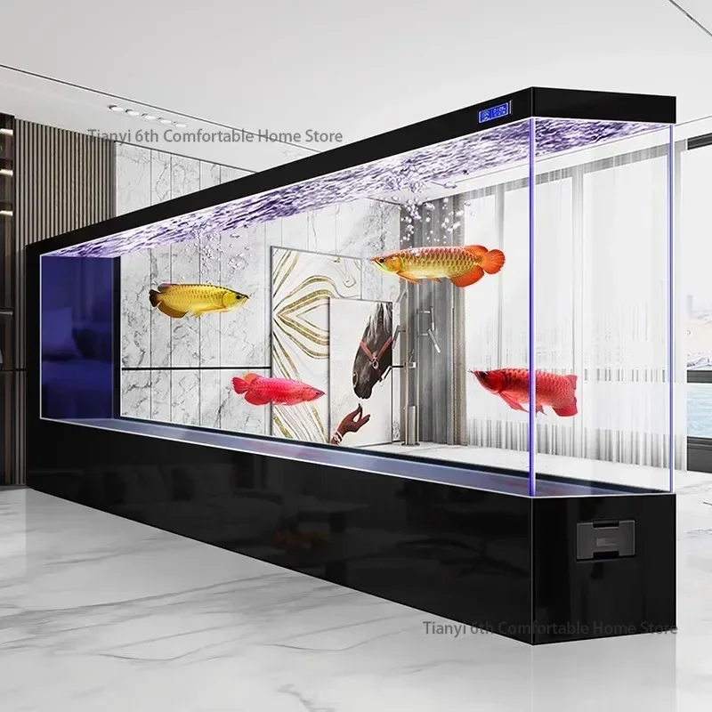 Super Large Transparent Luxury Aquariums Appreciate Originality Design Long Floor-to-ceiling Fishbowl Pet Products すいそう FYFT