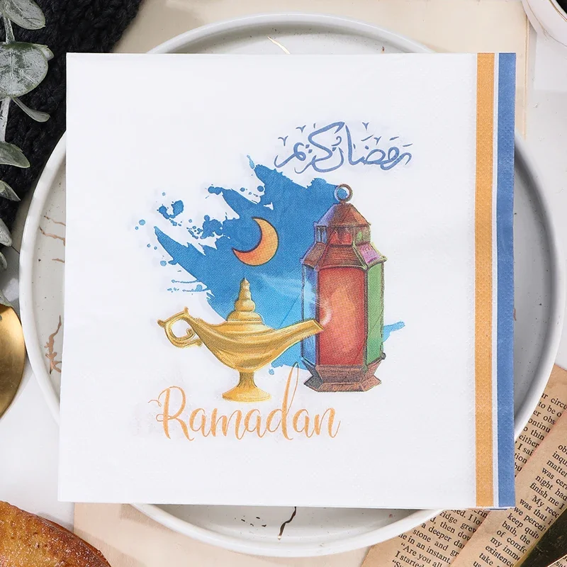 20szt/opakowanie Zamek Ramadan Mubarak Serwetka papierowa Al-Fitr Al Adha Muzułmanin Islamski Kareem Ramadan Mubarak Kolacja Eid Dekoracje