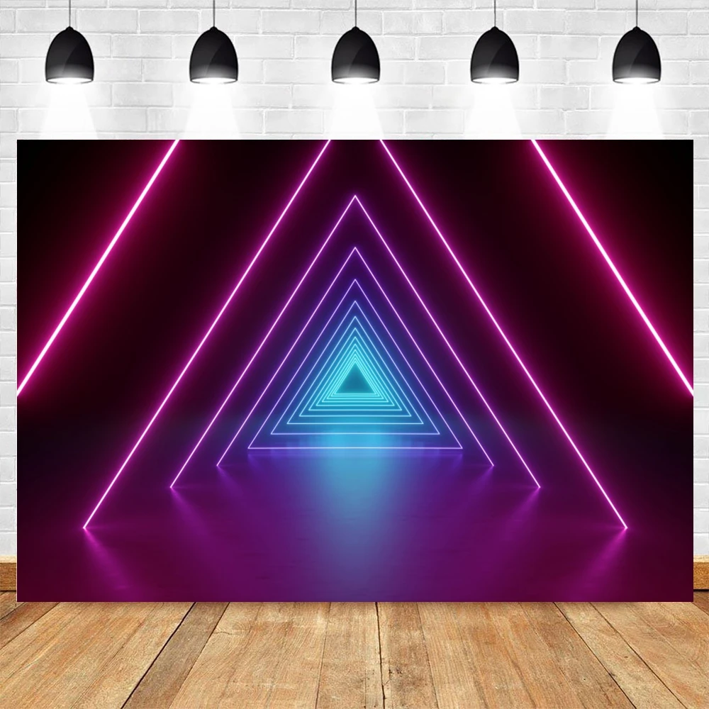 3D Neon Stage Photography Backdrop Glitter  Light Kid Adult Birthday Party Photocall Background Photo Studio Photoshoot Props