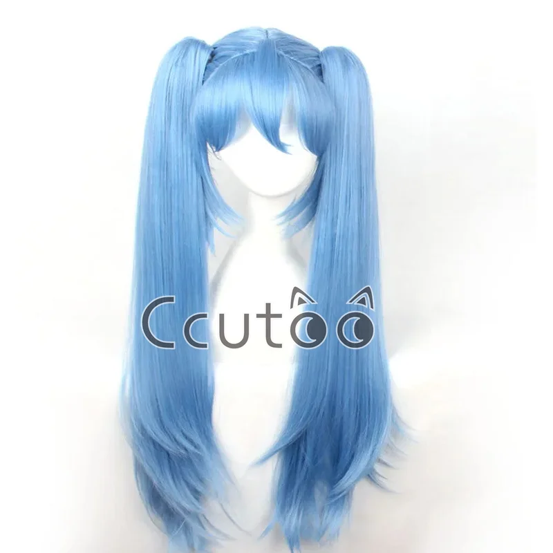 Ccutoo-長くて滑らかな合成コスプレウィッグ,耐熱コスプレ衣装,ダブルチップ,マユユ,青色,akb0048