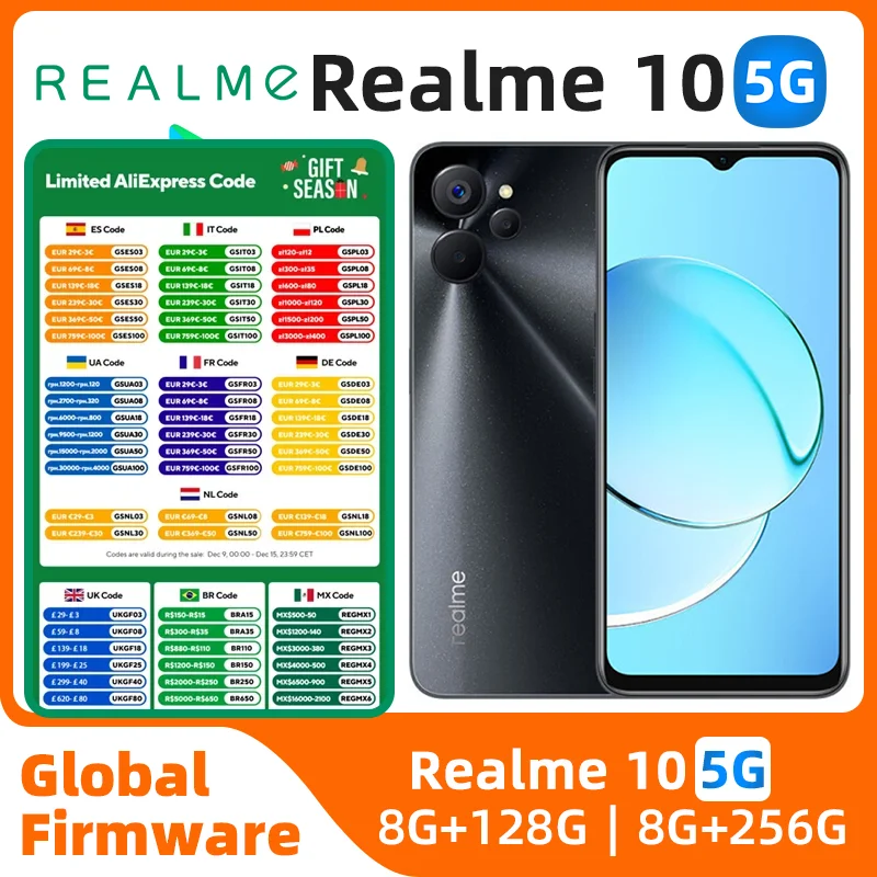 Realme 10 Unlocked Android 5G Smartphone, 6.6 ", 256G, Todas as cores, Boas condições, Original, Usado