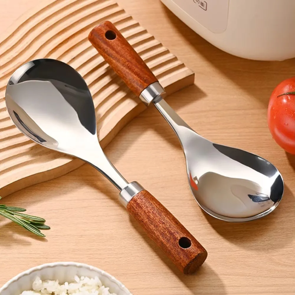 22cm Stainless Steel Rice Spoon showcasing its hybrid design
