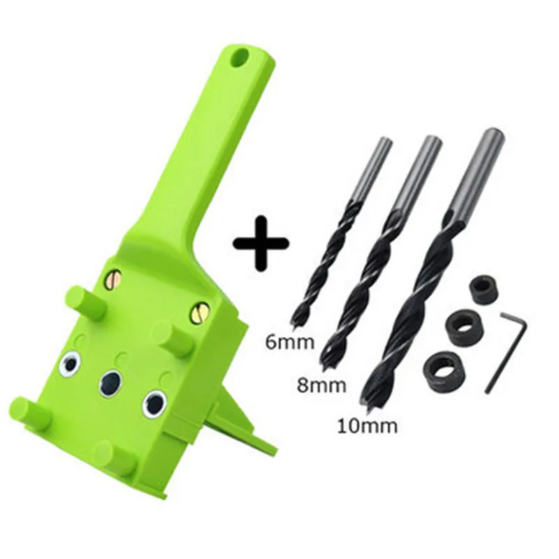 Woodworking Dowel Handheld Drill Guide and Hole Saw Tool 6/8/10mm Drill Bit For Carpentry Straight Hole Locator Clamp