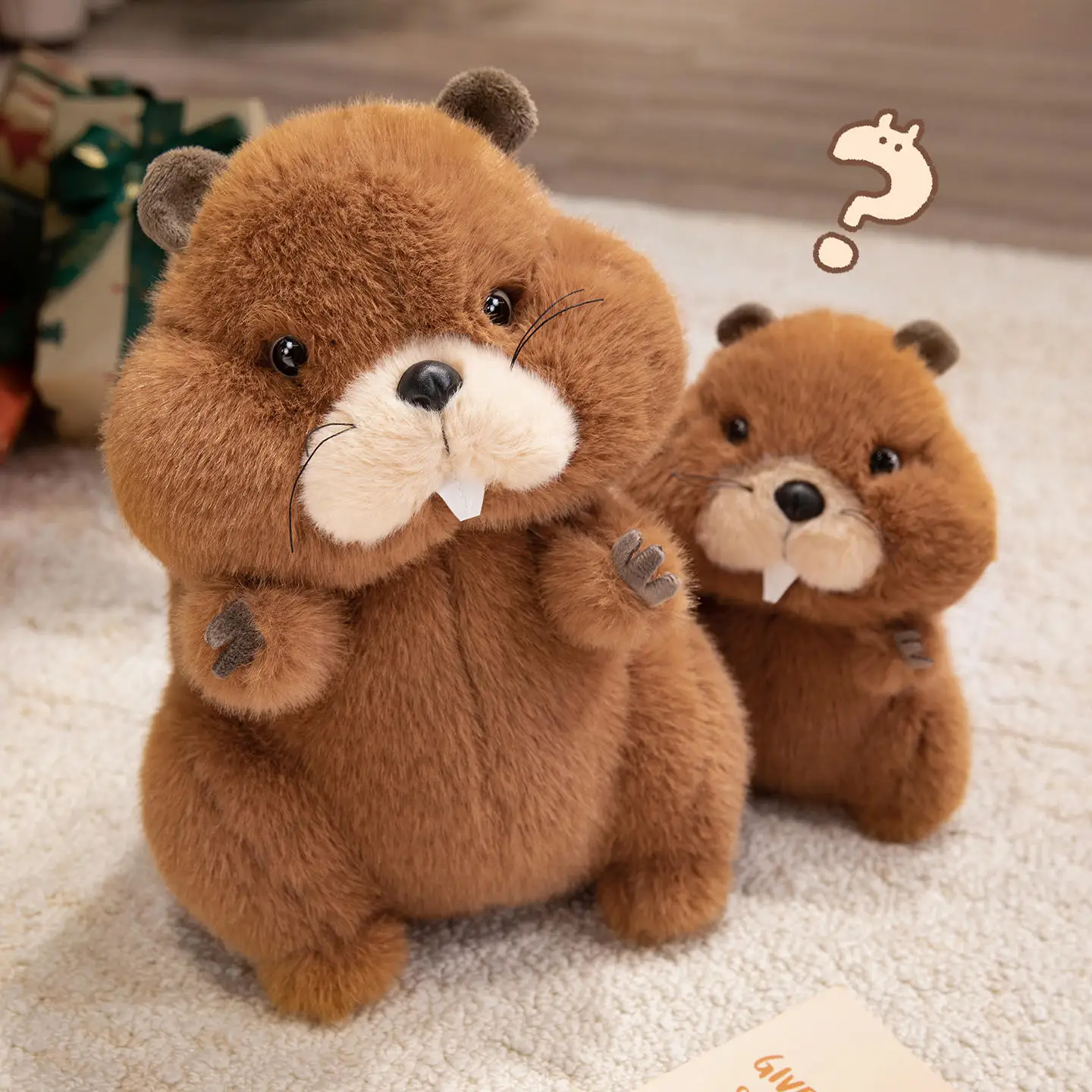 22/35/45cm Simulation Beaver Plush Doll Cute Fluffy Sitting Marmot Groundhog Toy For Kids Adorable Birthday Gift Doll