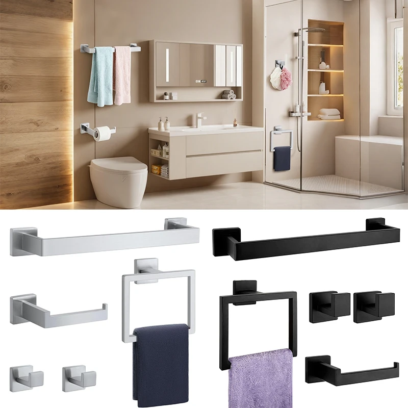 

Stainless Steel Towel Ring Holder Toilet Paper Holder Towel Bar Rail Rack Hanger Hook Bathroom Hardware Set Home Storage