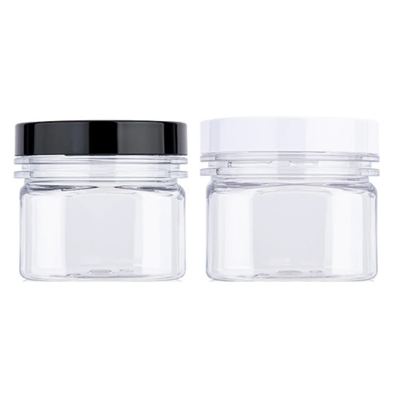 180ml 220ml New Squaer PET Clear Plastic Packaging Cosmetic Pots Screw Lid Refillable Bottle Empty Skincare Cream Jars 15pcs