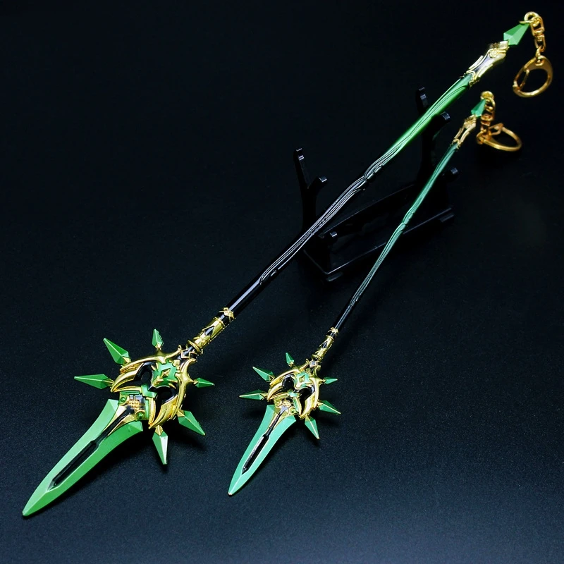 Genshin Impact Weapon Sword Keychain Skyward Blade Alloy Weapons Model Primordial Jade Winged-Spear Accessories Gift Toy for Boy