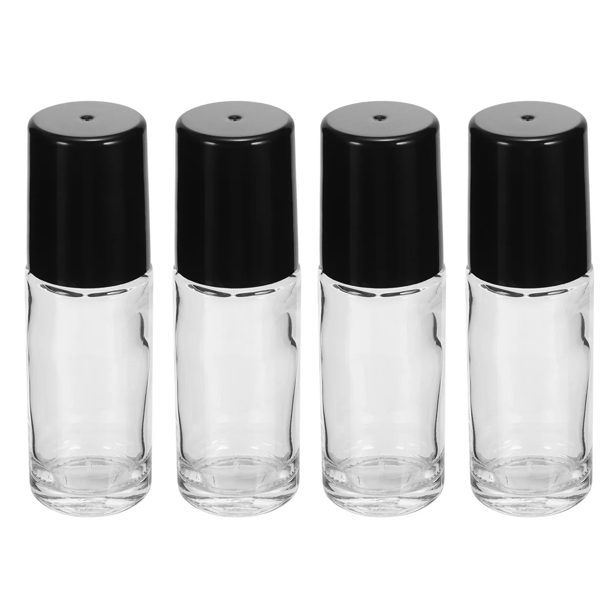 4Pcs Essential Oil Bottle Leakproof Roll-on Portable Empty Sample Subpackaging Bottle Tight Seal Black Transparent