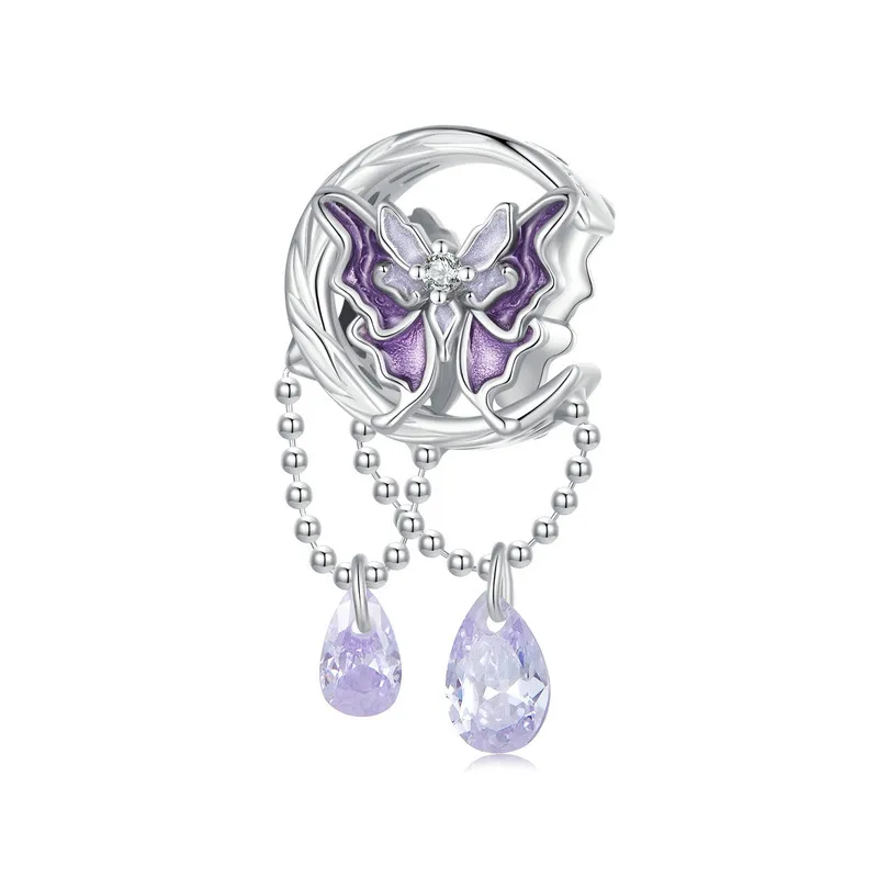 Wostu Sterling Silber Magic Rabbit Charm Schmetterling Perle mit Zirkon Tropfen Teufel Phoenix Anhänger passen Original Armreif DIY Geschenk