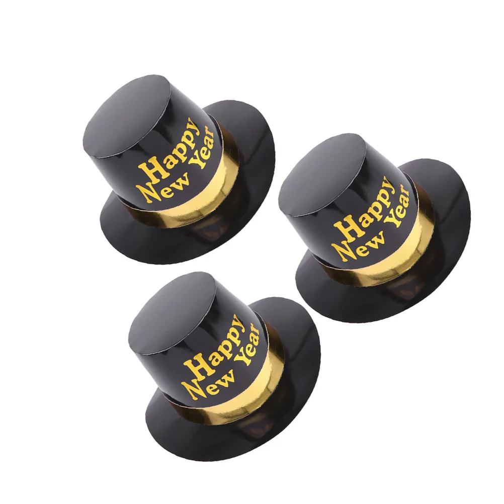 

3pcs Black Gold New Year Topper Hat 2026 Happy New Year Party Supplies Nye Decorations For Adults Party Hats Festive