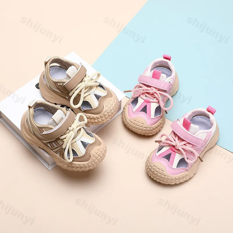 

Children's Sports Sandals 2025 Summer New Style Mesh Breathable Soft Sole Anti Slip Lightweight Fashionable Girls' Sports Shoes