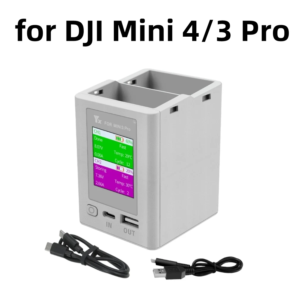 for DJI Mini 3/4 Pro Charging Butler Two-way Digital Display Charging Hub Battery Intelligent Charger Power Bank Drone Accessory