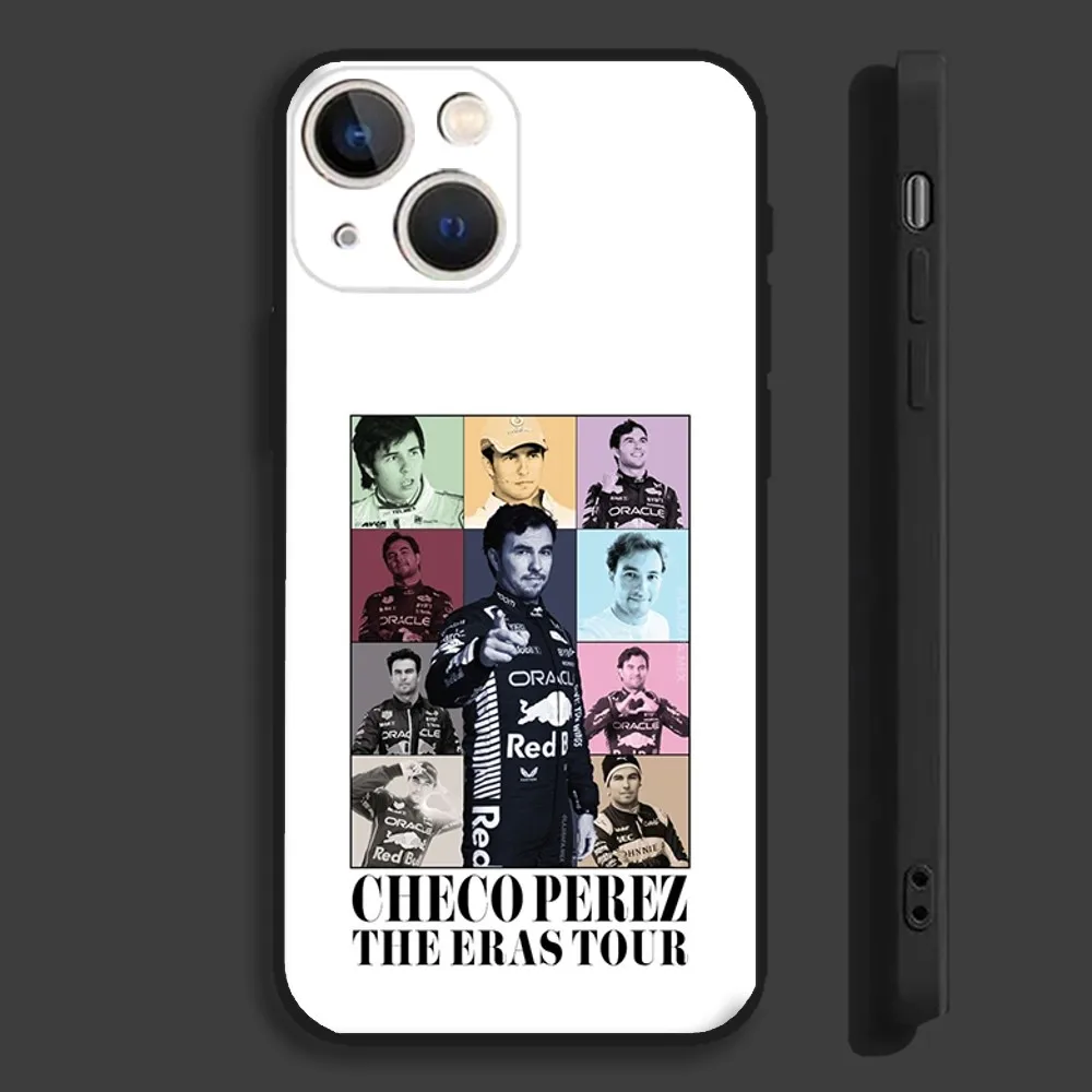 F1 11 Checo S-Sergio P-Perez Capa de telefone para iPhone 16,15,14,13,12,11,Pro,Max,Plus,Mini,X,XS,XR,8,7,6,S,SE Capa preta macia