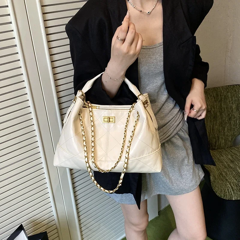 클래식 디자인 여성 체인 스트랩 숄더백, 고품질 여성 핸드백, 우아하고 독특한 스타일의 크로스바디 백