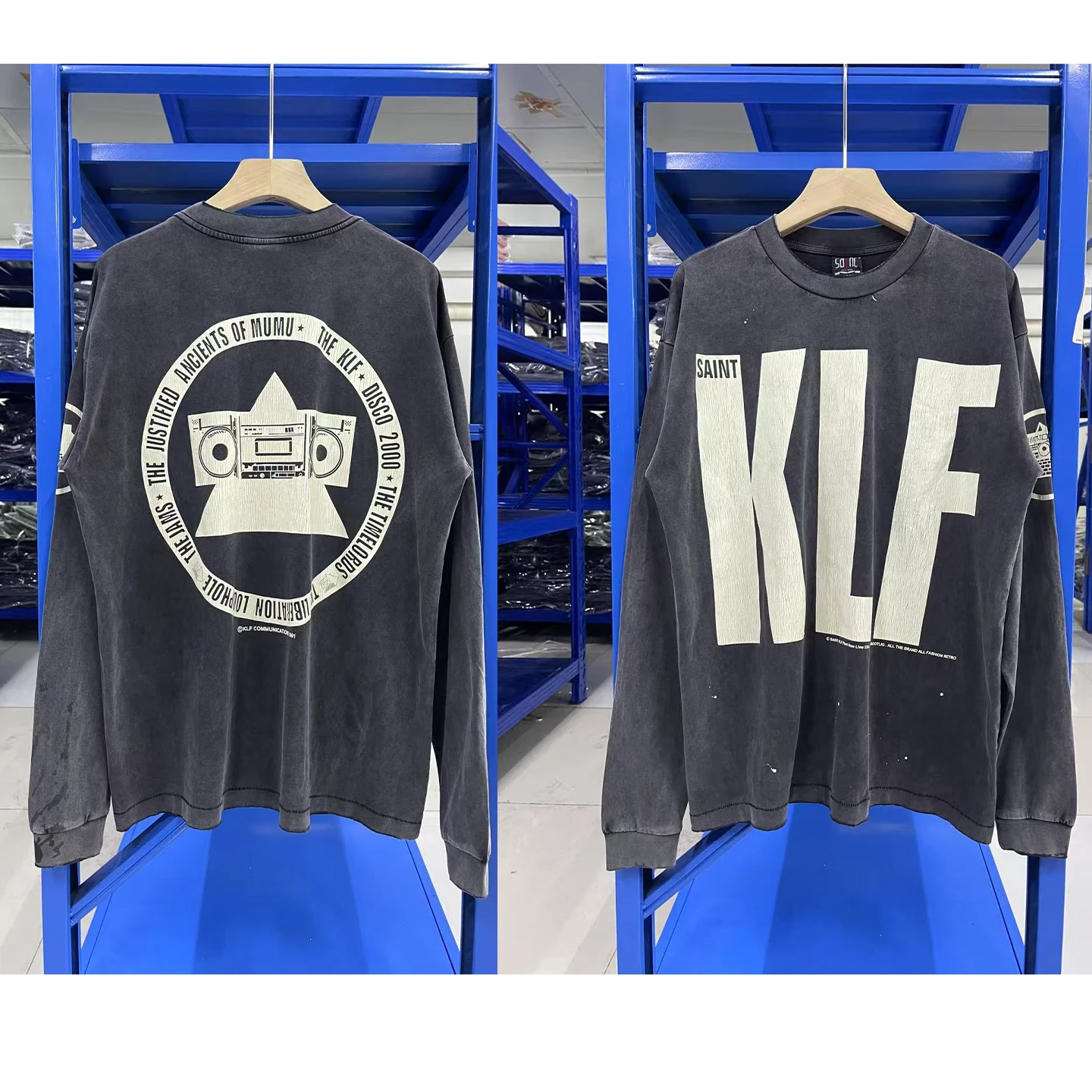 Washed Vintage Long Sleeve T-Shirt Loose Casual Style for Youth Autumn Season Universal Fit round Neck Print Design Cotton Fa...