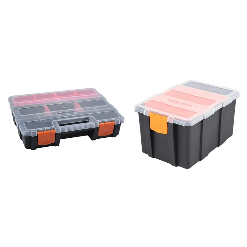 2 Pcs Portable Plastic Tool Parts Box Electronic Component Box Material Box F-290 & F-156D