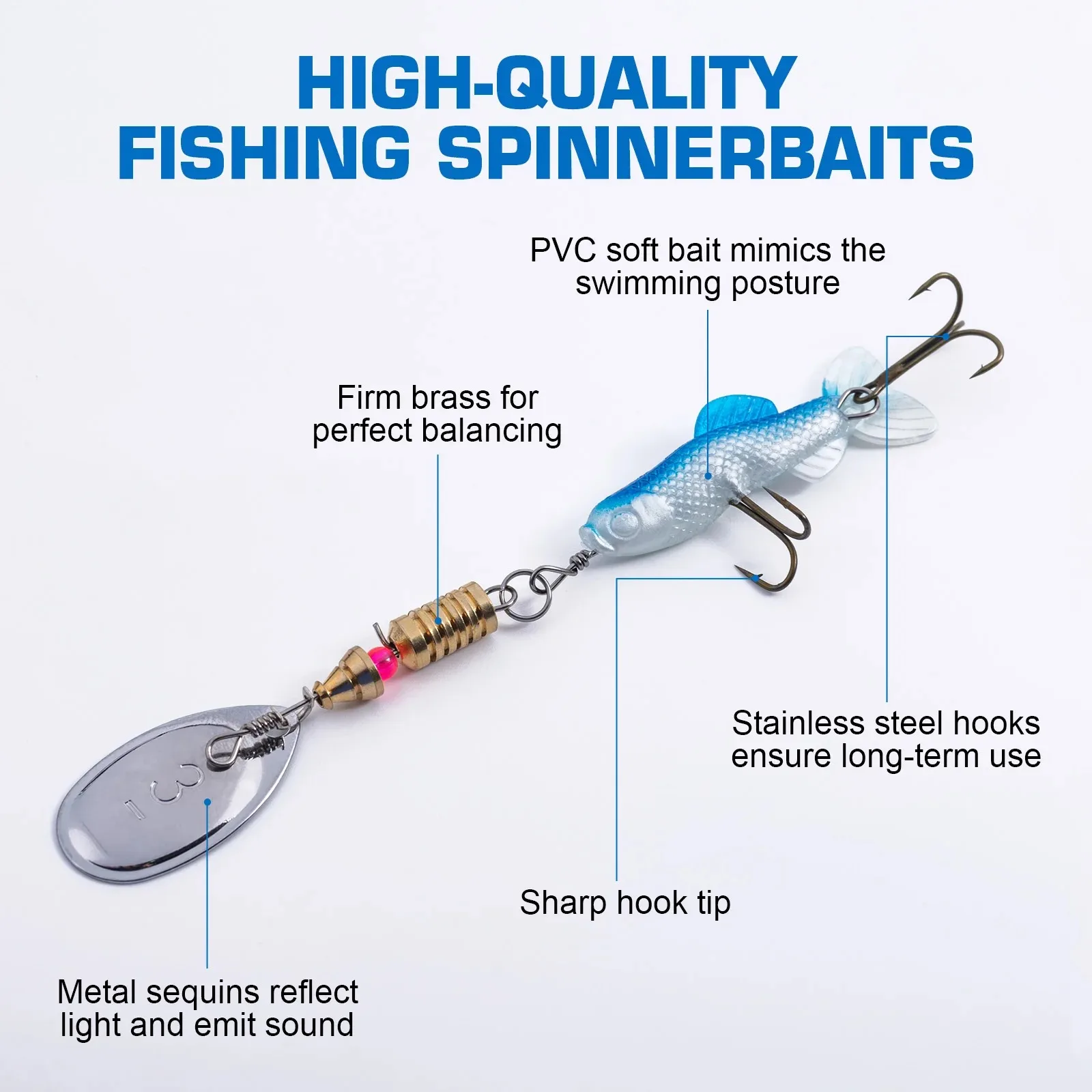 Goture Spinnerbait con cuchilla metálica y vinilo suave realista - imagen 5