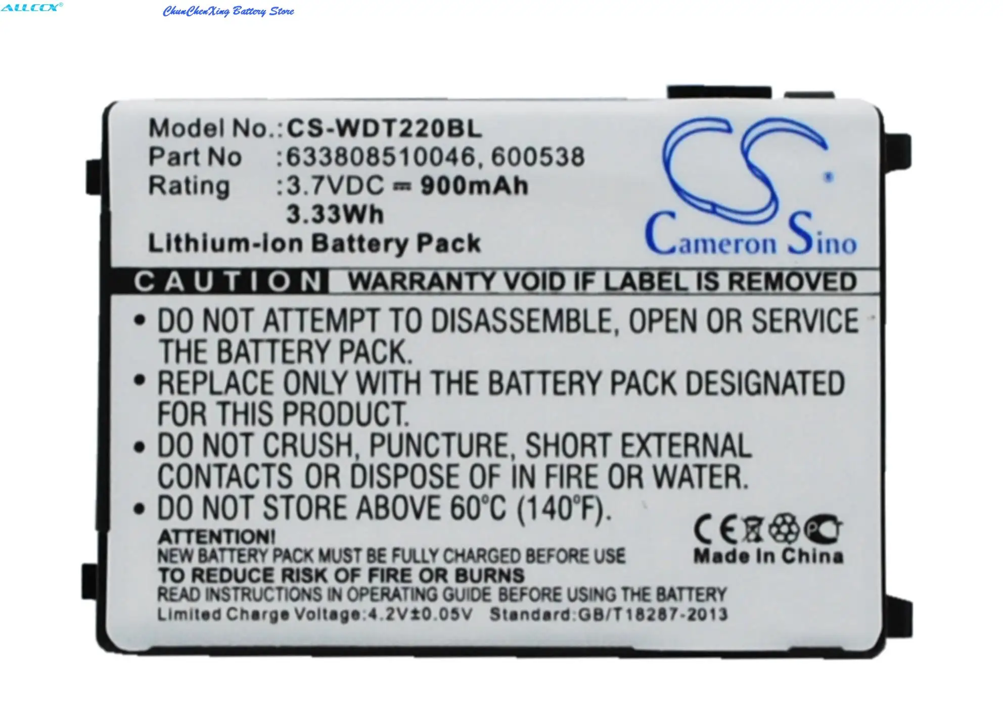 Cameron Sino 900mAh Battery for Datalogic/PSC Falcon PDT,PT40,For Unitech HT630,HT650,PT630,PT630D,PT650,For Wasp RS-232,WDT2200