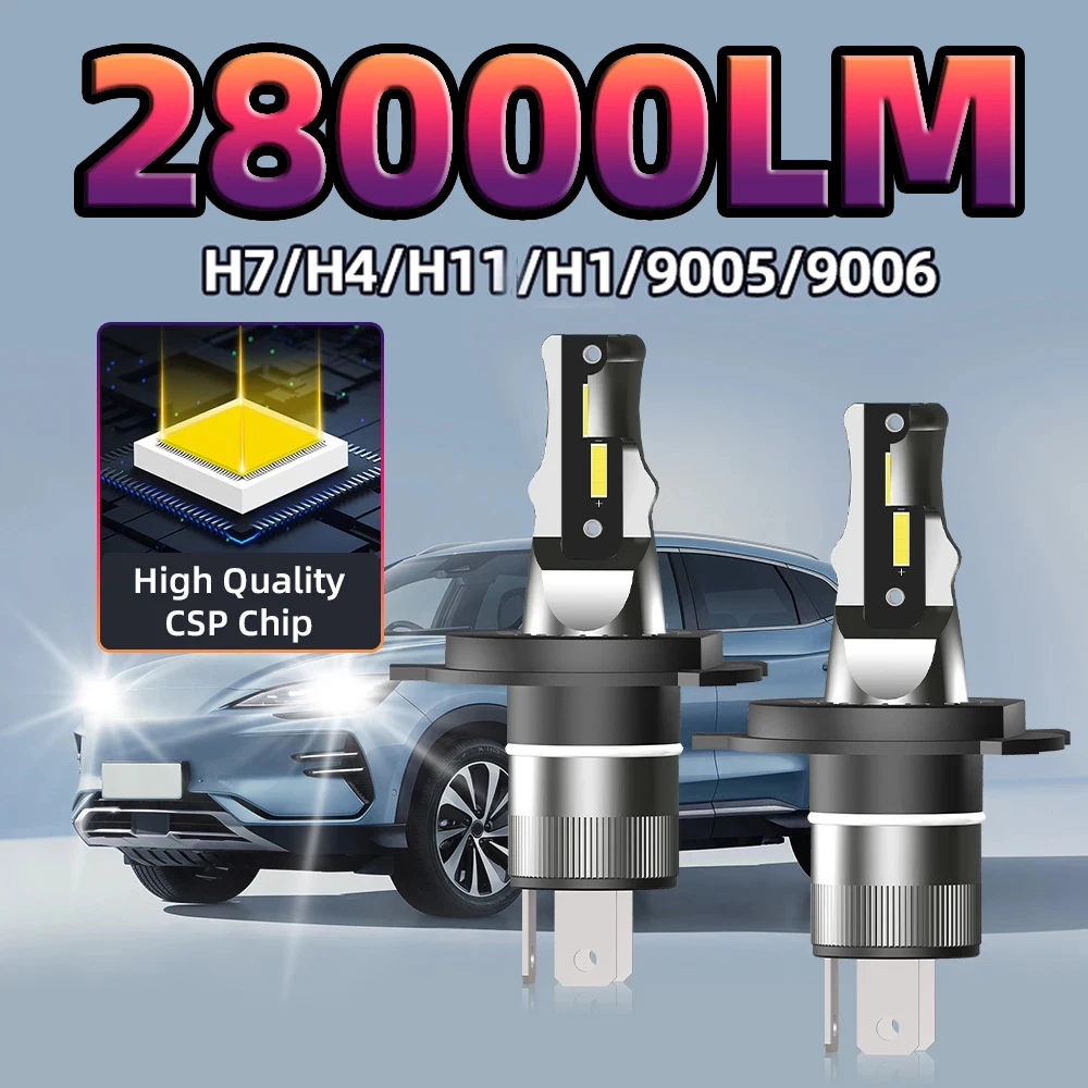 

2PCS 28000LM CSP Chip H4 6000K High Bright LED Car Lamp H7 H1 9005 HB3 9006 HB4 Headlight H8 H9 H11 Fog Light Daytime Running