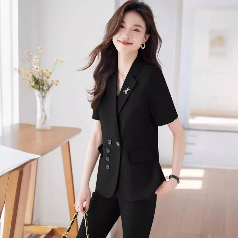 High Sense Spring and Summer New Civil Servant Interview Formal Wear Short Sleeve Suit Overalls Women's Small Suit