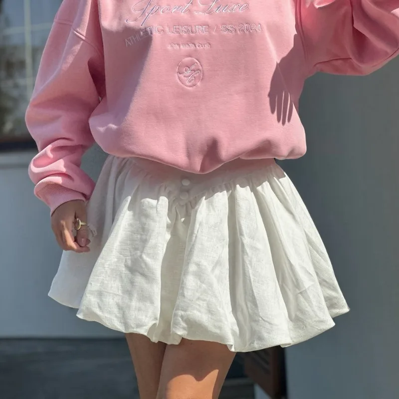 

Tuularose Women's White Mini Skirt Summer High Waist Ruched Patchwork Skirt Fashion Sexy Elegant Casual Commuting Female Skirt