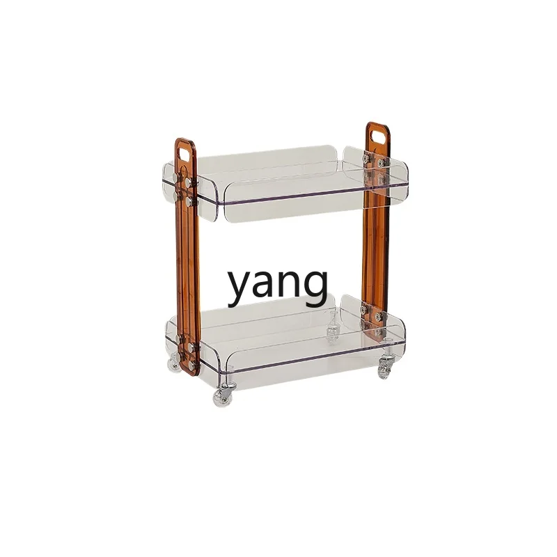 Yjq Simple Modern Transparent Sofa Side Table Home Living Room Removable Coffee Table Internet Celebrity Trolley