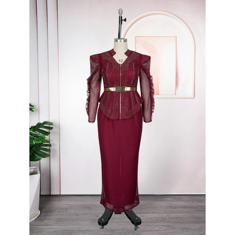 African Dresses for Woman Plus Size Dashiki Sequin Maxi Long Dress Elegant Turkey Muslim Wedding Evening Gown Africa Clothes