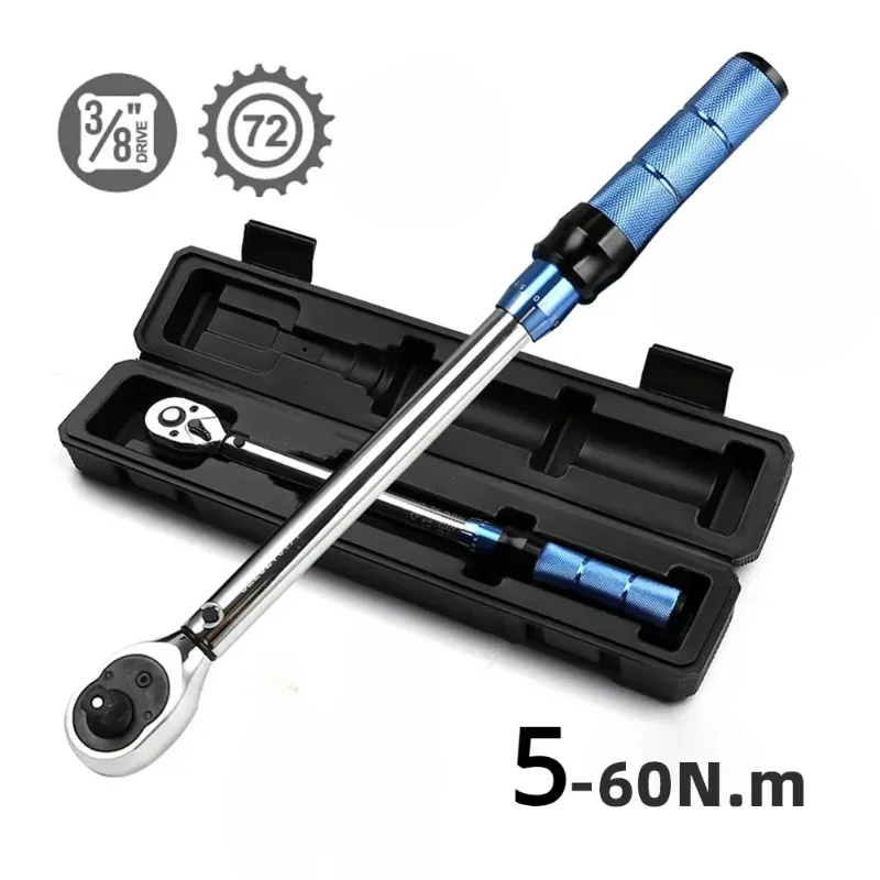 

5-60N.m Torque Wrench 3/8 Inch Square Drive Torques Key ±3% Preset torque wrench bicycle motorcycle car repair tools & adapters