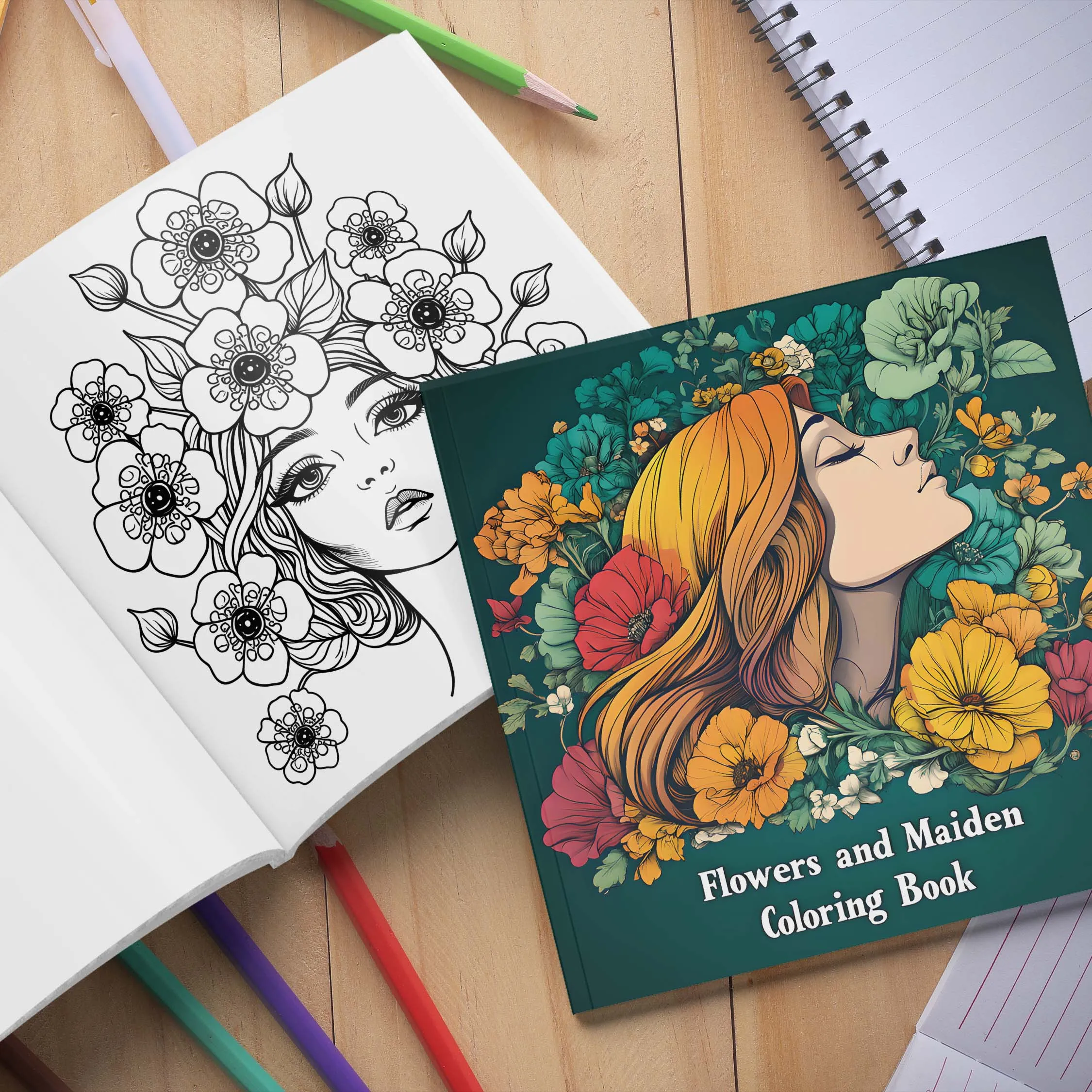 Libro da colorare con fiori e fanciulla, regalo da 24 pagine per la festa di compleanno, allevia lo stress, ammaccidi il tempo, pittura con graffiti, disegno, libro d'arte