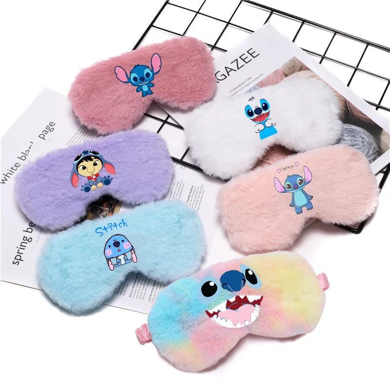 Máscara de ojos de punto de dibujos animados de Disney, bonita máscara de ojos de felpa, estampado de pelo de conejo de imitación suave, máscara de ojos para dormir de otoño e invierno, sombreado