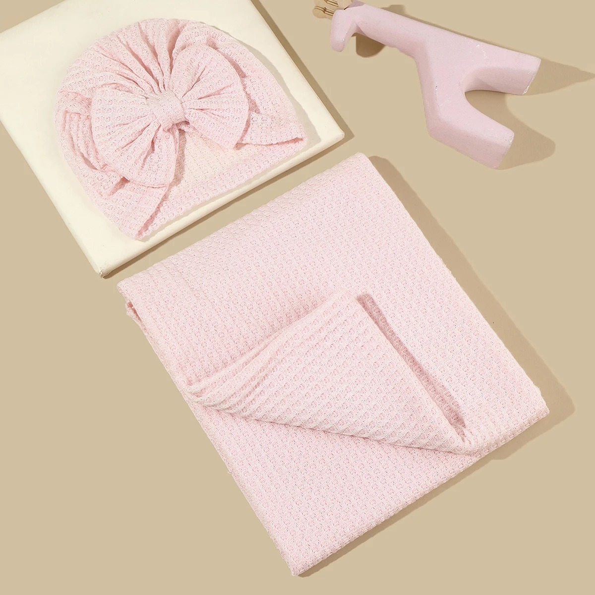 2 unids/set manta y gorro para bebé suaves y cómodos con múltiples patrones para elegir como regalo para recién nacido