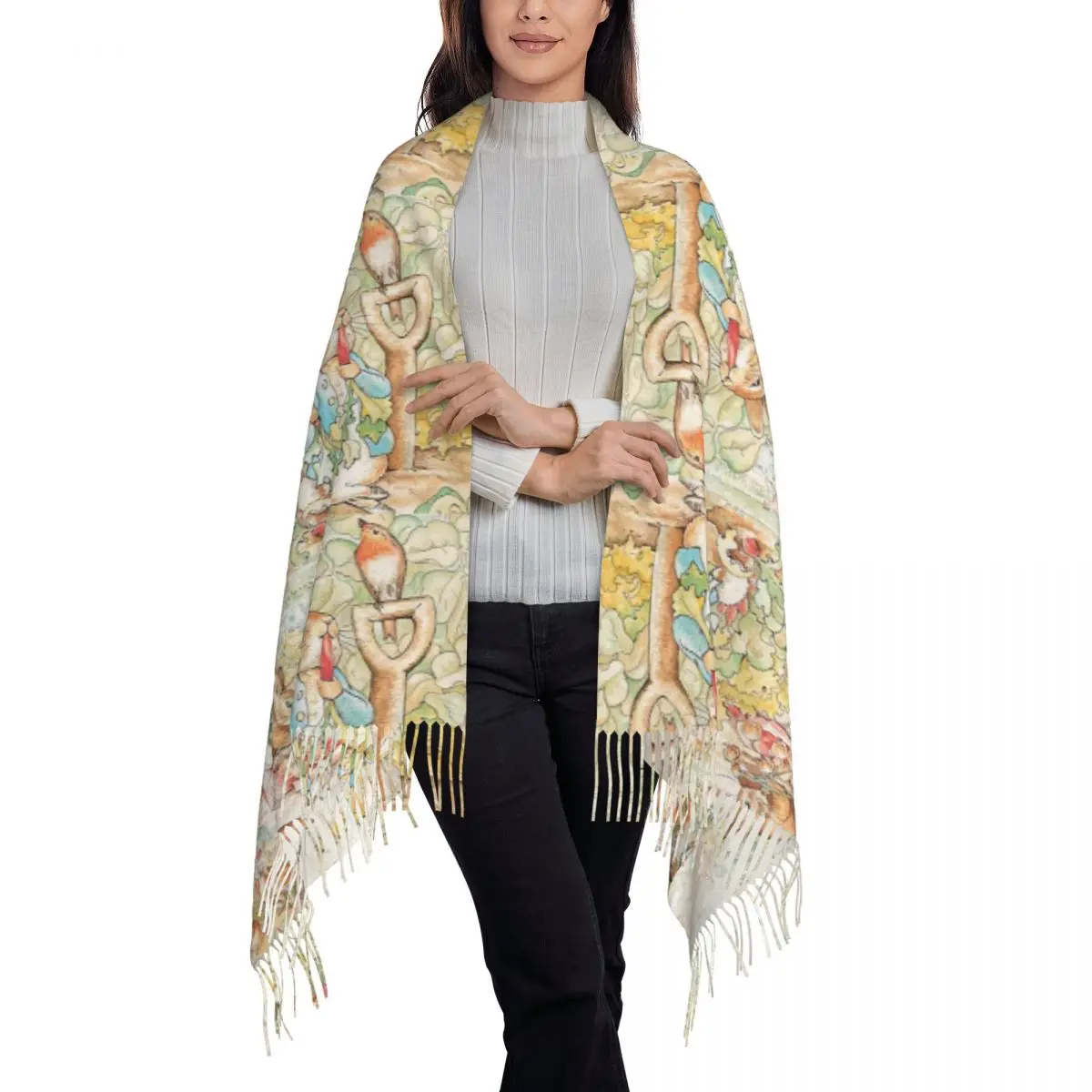 The World Of Beatrix Potter Large Scarf Tassel Scarves Women Soft Warm Shawls and Wraps Long Fall Winter Shawl Wrap