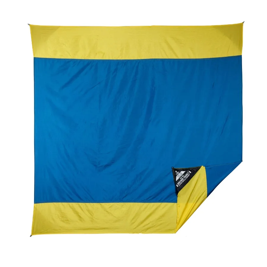 

Пляжное одеяло Parasheet 7' x 7' из легкого парашютного нейлона с карманами для крепления к песку, быстросохнущее, компактное, для пляжа