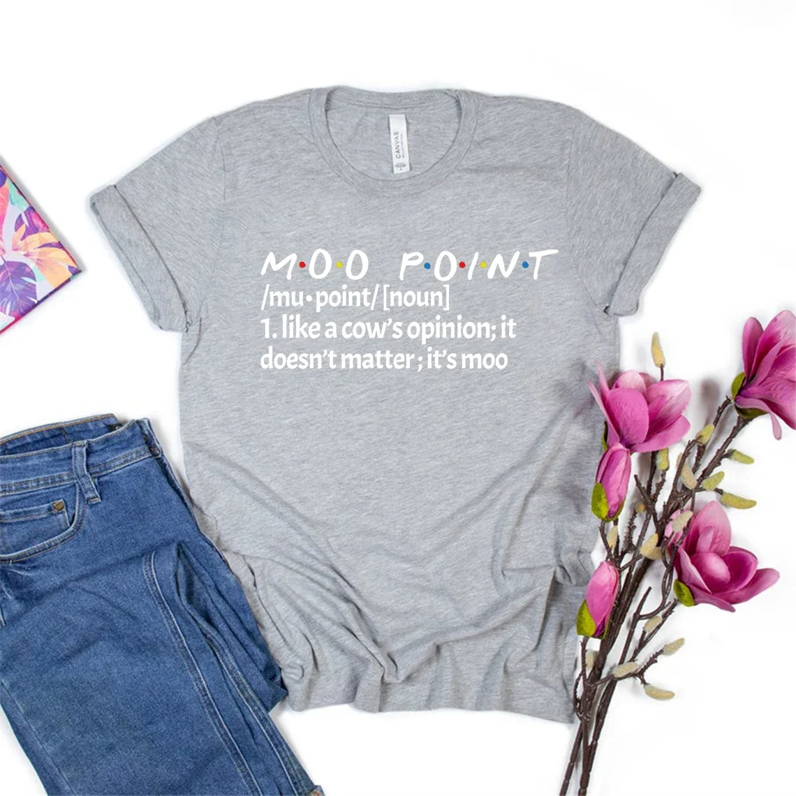 Cute Harajuku Graphic women's T-shirt Friends Moo Point Rachel Monica Friends TV Show T-shirt Joey Moo Point women's clothing