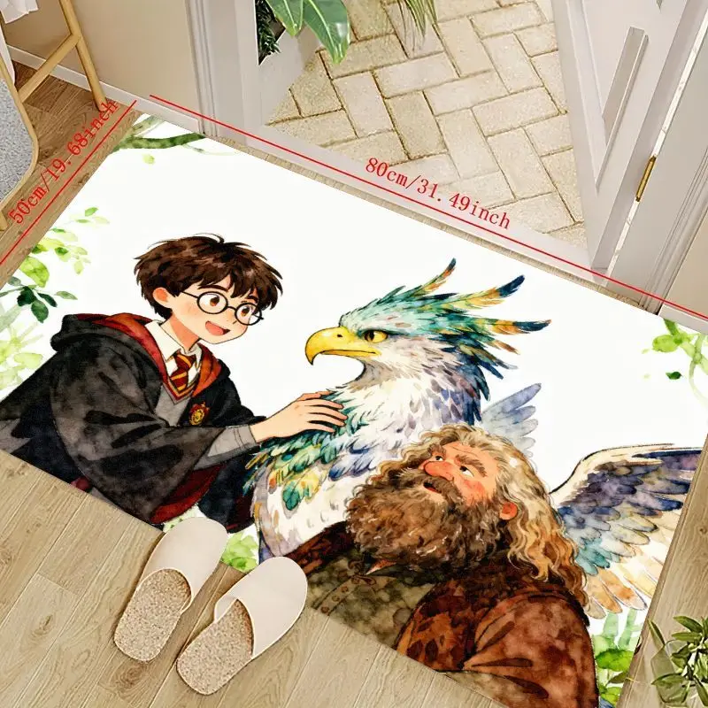 

1 шт. Гарри Поттер и Хагрид с Buckbeak Magic Creature напольный коврик в стиле аниме, нескользящий моющийся коврик с тематикой Волшебного мира