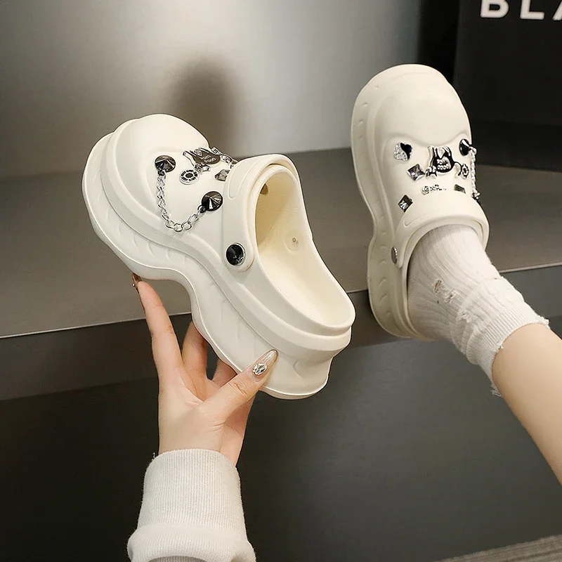 

Harajuku Design, летние дышащие полые тапочки с увеличением высокого и низкого размера, женские уличные пуловеры для отдыха, быстросохнущие тапочки