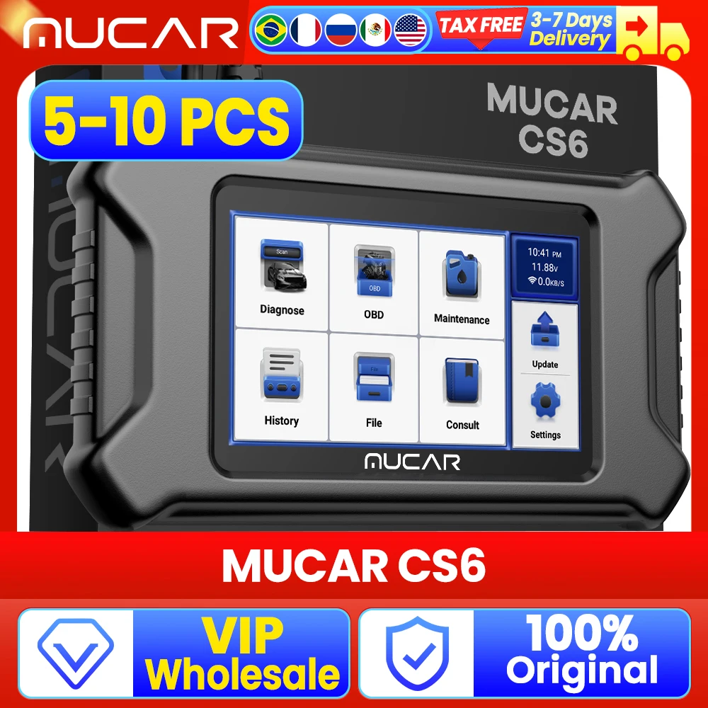 VIP Wholesale 5-10 PCS MUCAR CS6 6 System 7 Reset Lifetime Free OBD2 Scanner Car Diagnostic Tools Auto Diagnosis Tool Code Reade