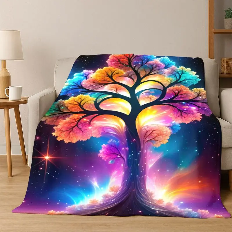 Tree of Life Nordic Mythology Yggdrasil Nature cartoon Flannel Blanket Soft Throw Blanket for Bedroom Living Room Bed Travel kid