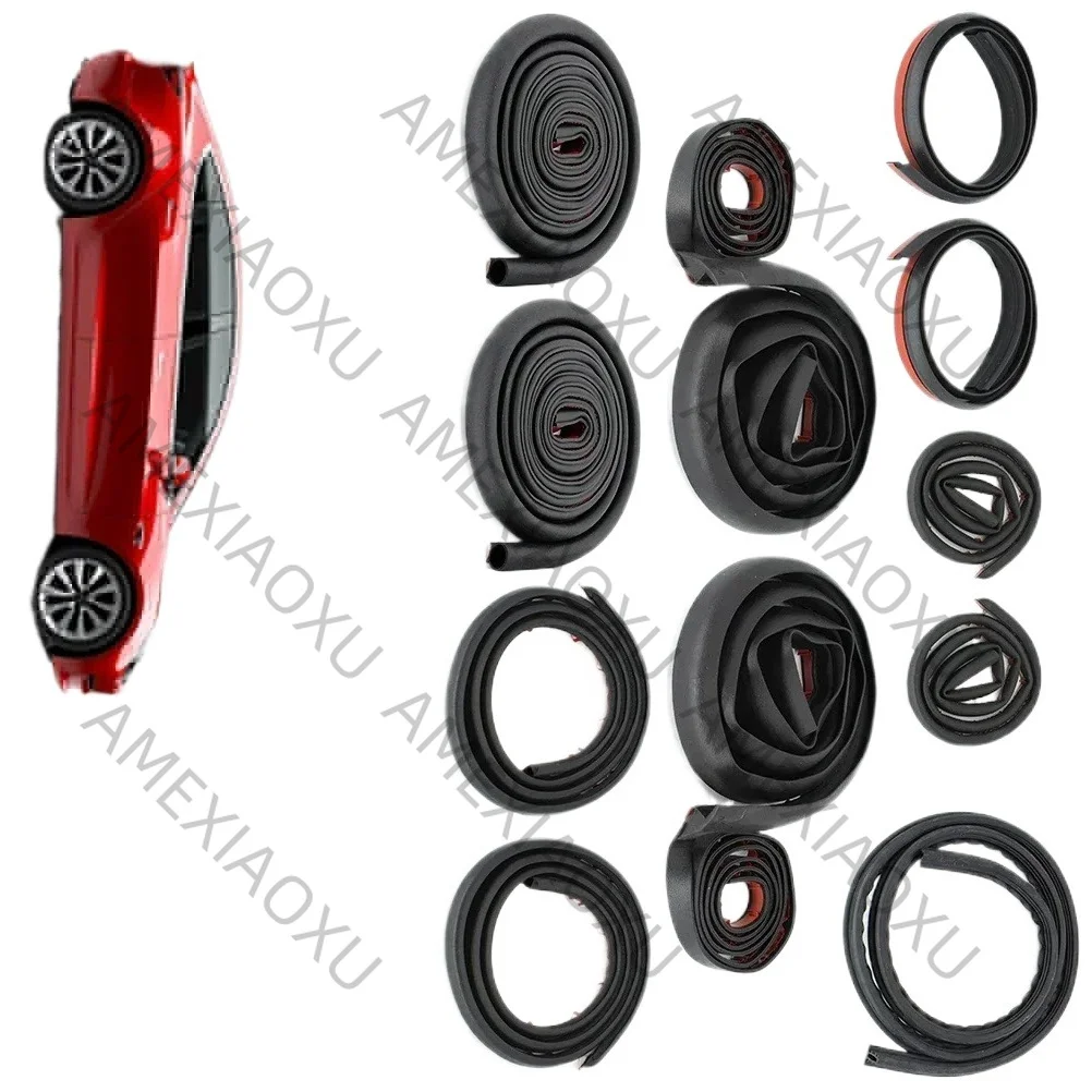 Loki J For Tesla Model 3 Y Car Door Seal Strip Kit Soundproof EPDM Rubber Weatherstrip Auto Trunk Hood Dashboard A B Pillar Seal