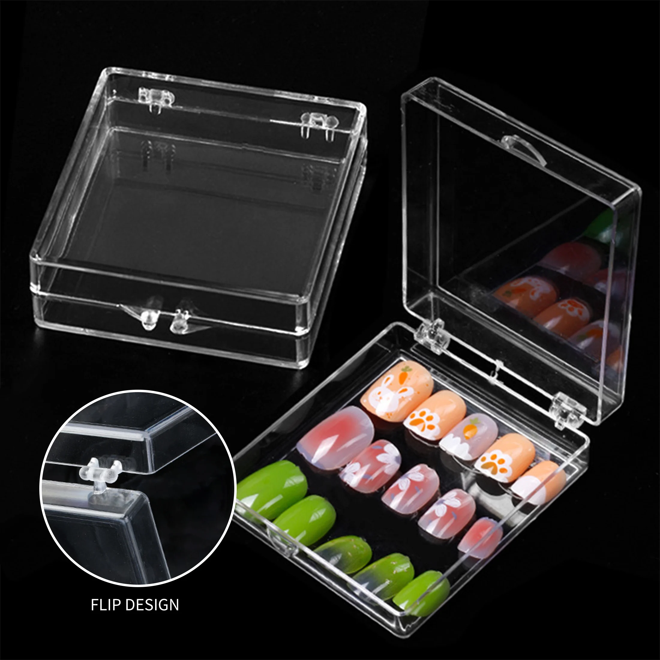 1pcs Fake Nails Organizer Packing Box False Nail Case Plastic Storage Box for Fake nails Transparent Nail Art Display Stand