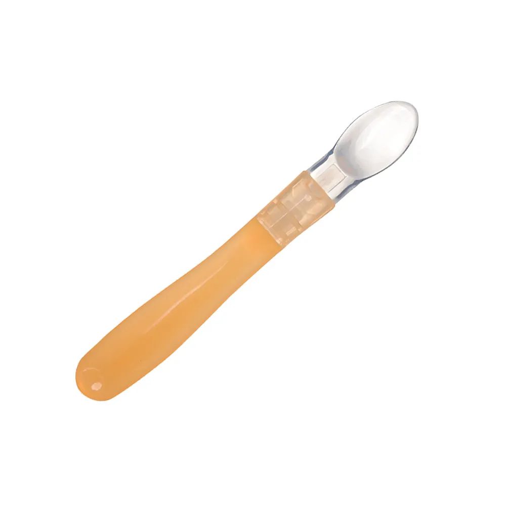 Silicone Baby Spoon Yellow Premium Soft Tip Feeding Spoon Newborn Non-Toxic Antibacterial Baby Tableware Feeding Tool